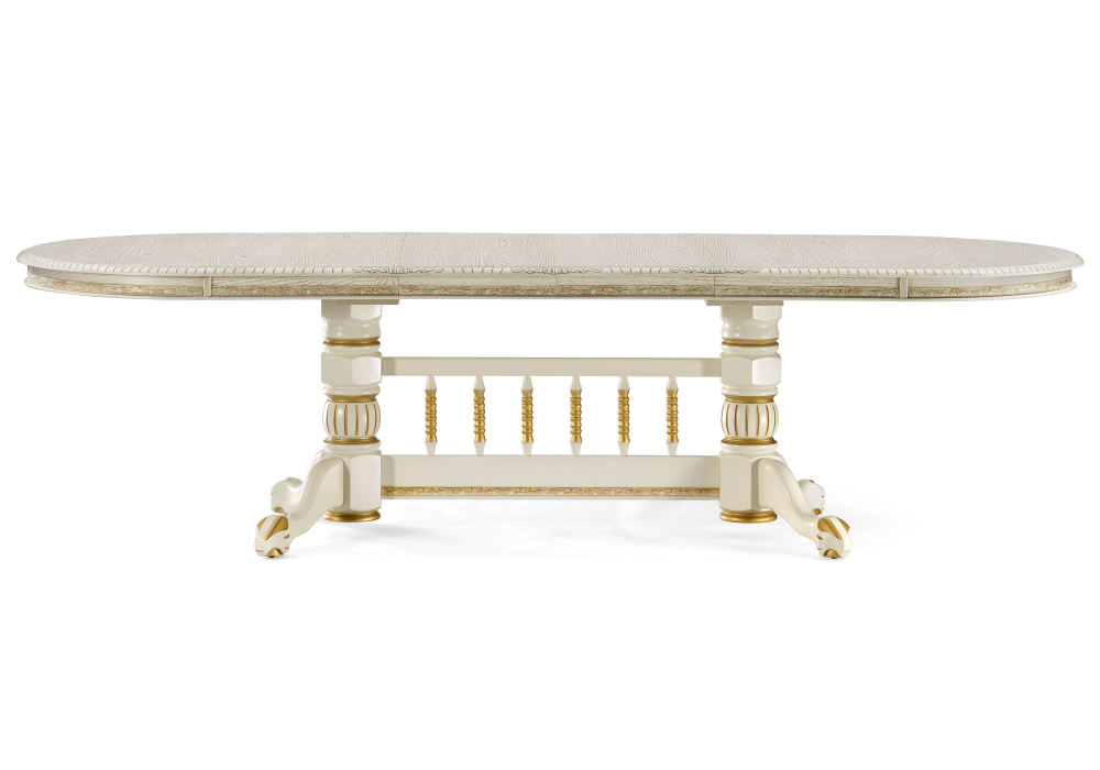 Стол Woodville Кантри 200(280)х107х79 слоновая кость / патина золото 450824