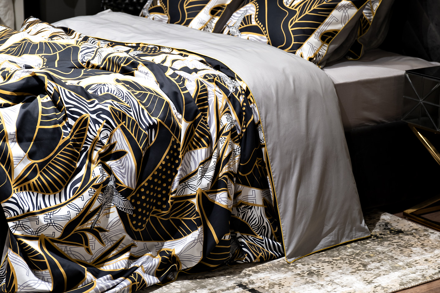 Пододеяльник Тропики 210х230см золото/серый Garda Decor 130HB-00001