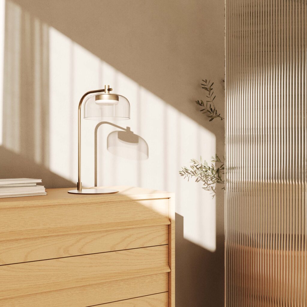 Настольная лампа Ipon золотой металл, прозрачный плафон Aromas del Campo