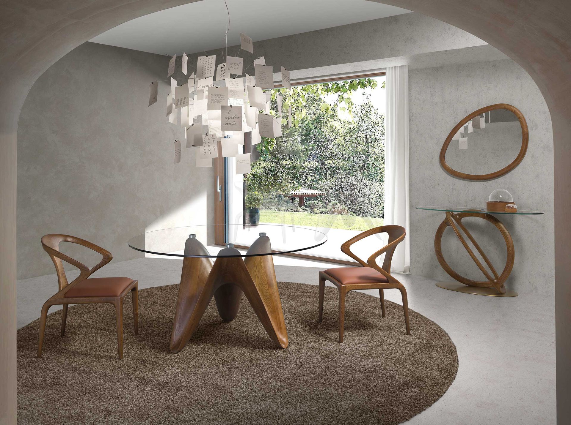 Круглый обеденный стол из закаленного стекла и ореха 1126-Ø130 Angel Cerda