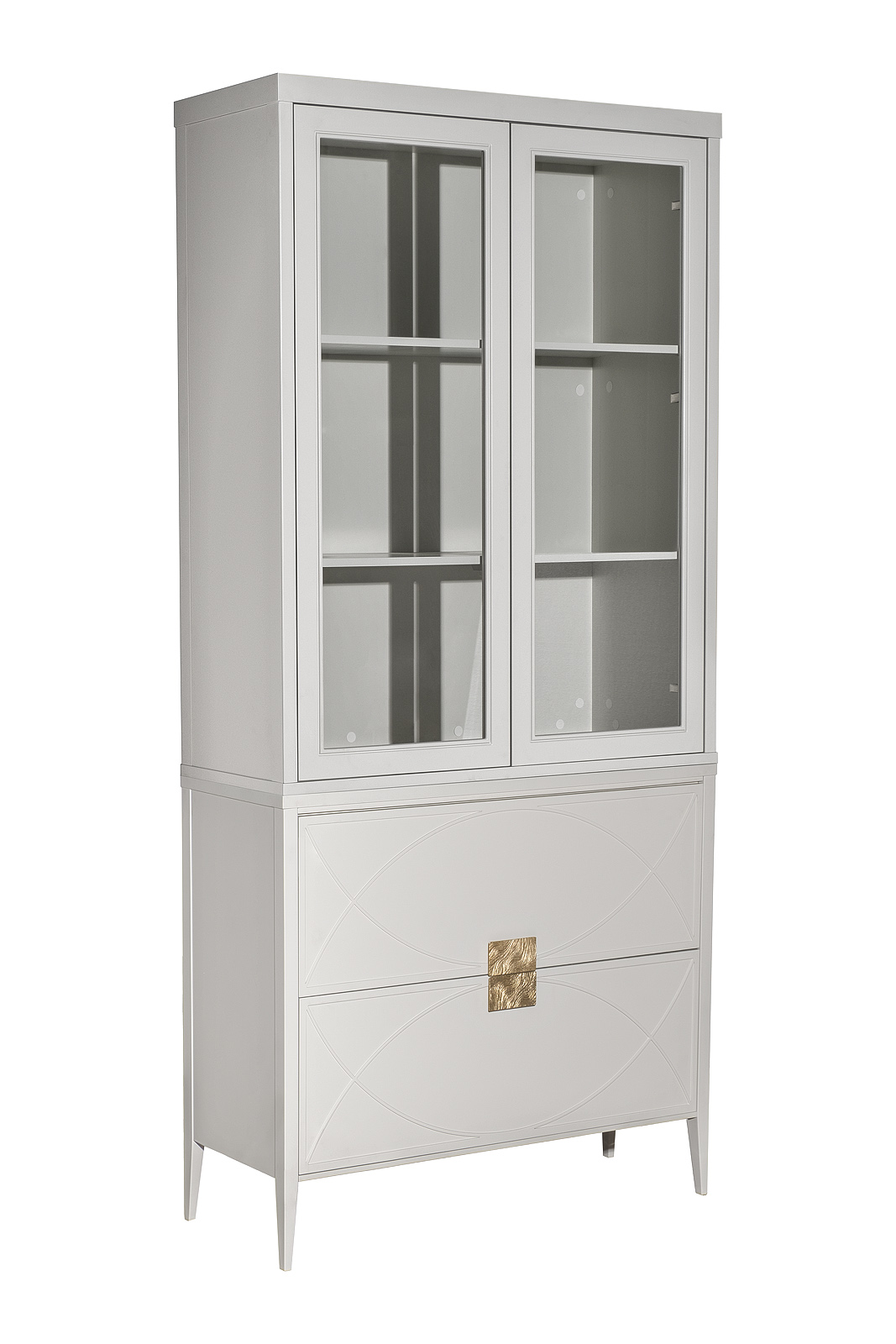 Шкаф-витрина 2 стеклянных фасада с комодом с 2-мя ящиками Garda Decor 151SV-000025