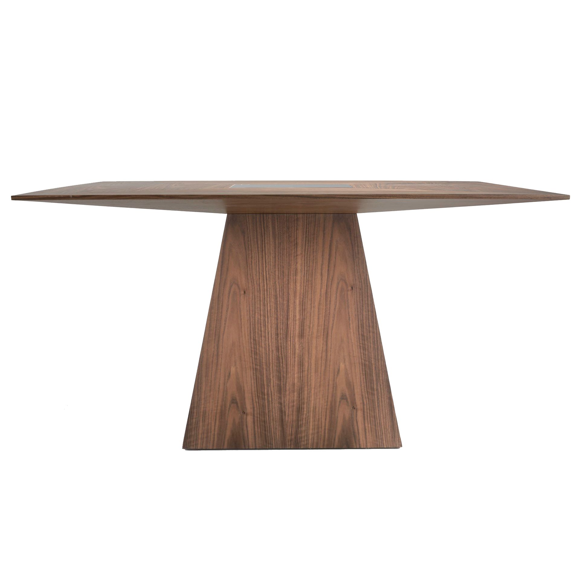 Квадратный обеденный стол MI1412 /1079 из ореха со вставкой из черного стекла Angel Cerda