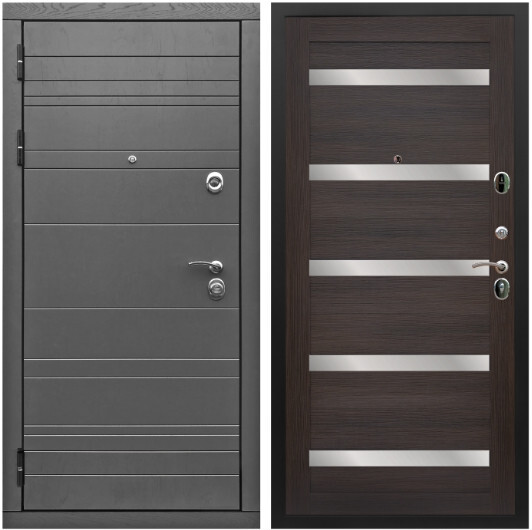 Дверь входная Graf Роял Вуд МДФ 10 мм Роял Вуд графит / МДФ 16 мм СБ-14 Эковенге стекло белое