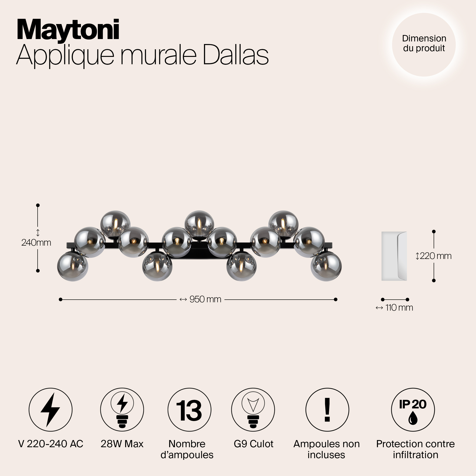 Настенный светильник (бра) Maytoni MOD547WL-13B