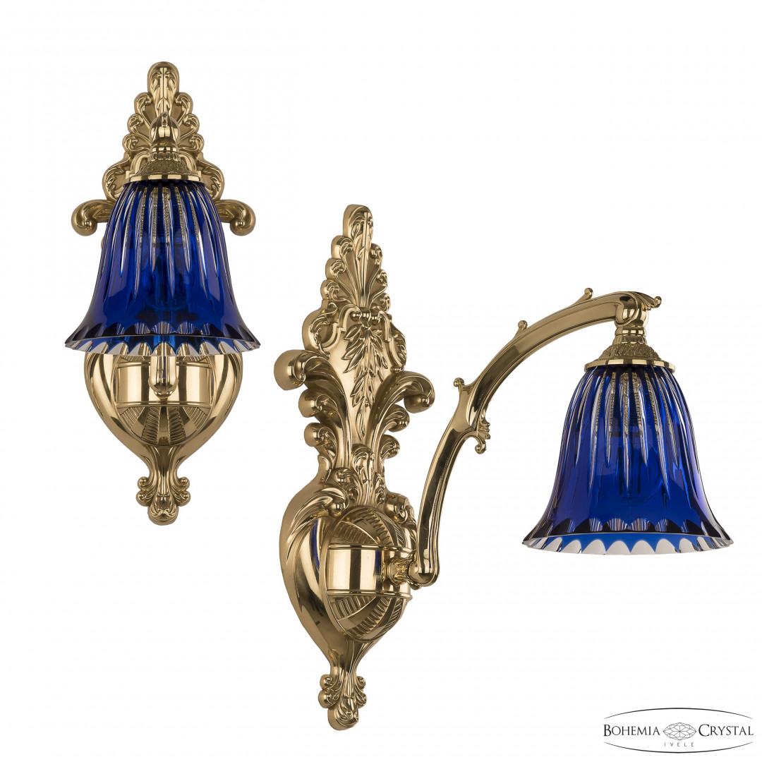 Бра бронзовые с хрусталём 7211B15/1/210 G P2 D Clear-Blue/H-1K