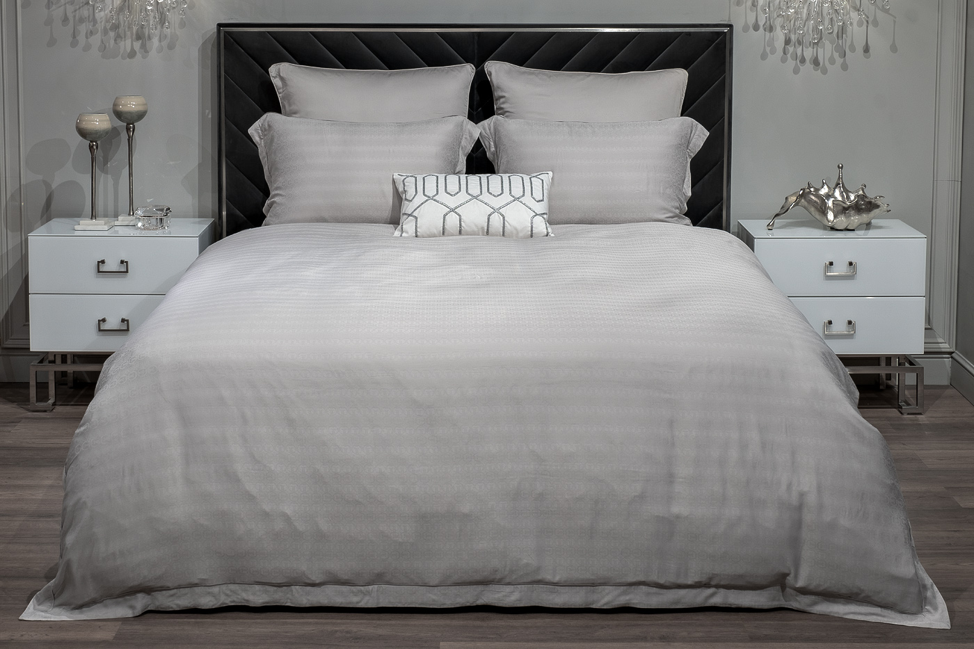 Комплект постельного белья Гарда евро бамбук серый Garda Decor 180JOD-18001