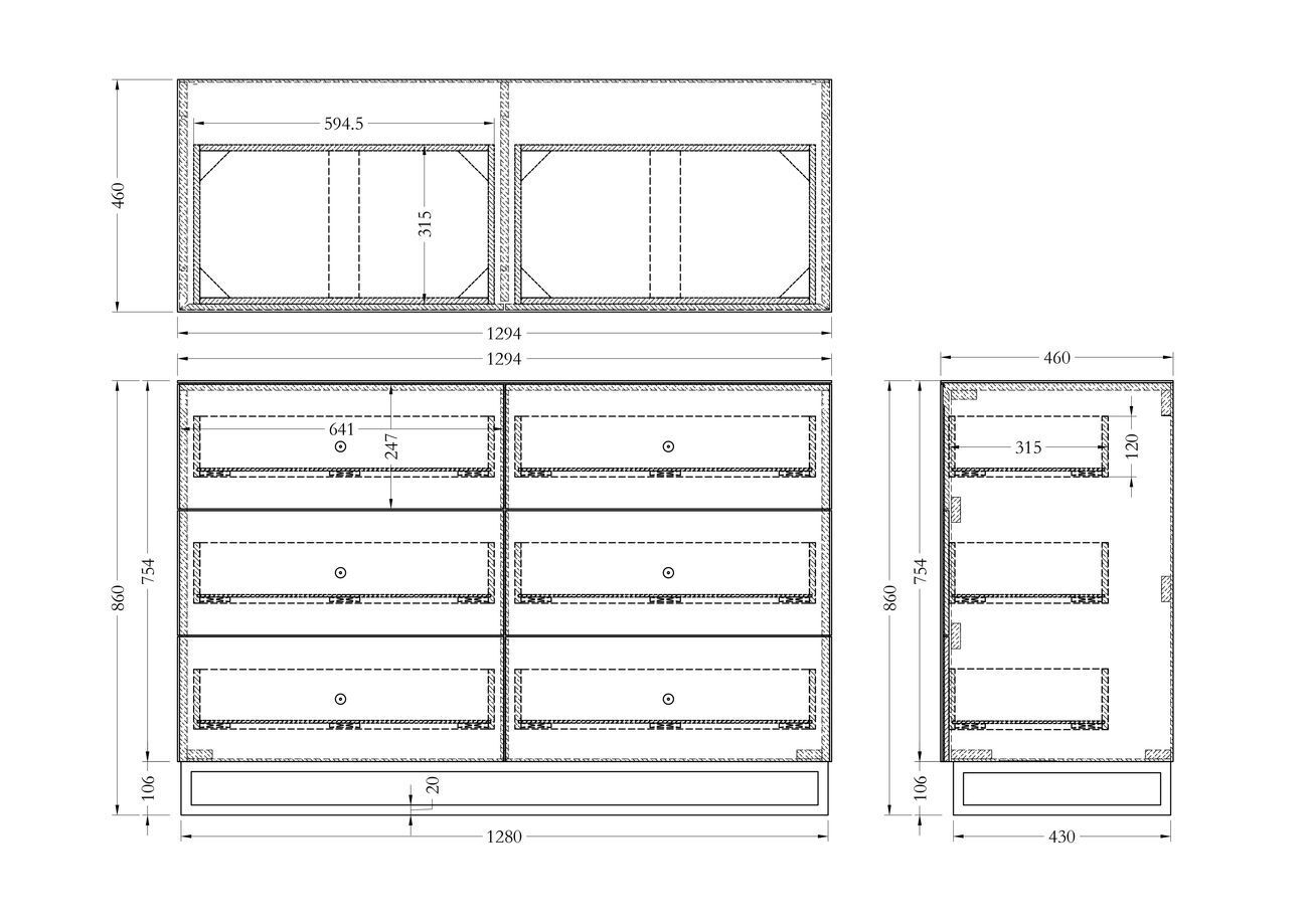 Комод с ящиками и матовой зеркальной отделкой Garda Decor KFG126