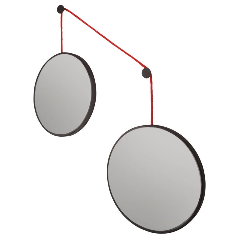 Balance M Black 2 зеркала по 40см  на красном шнуре Art-Zerkalo SM201RBL