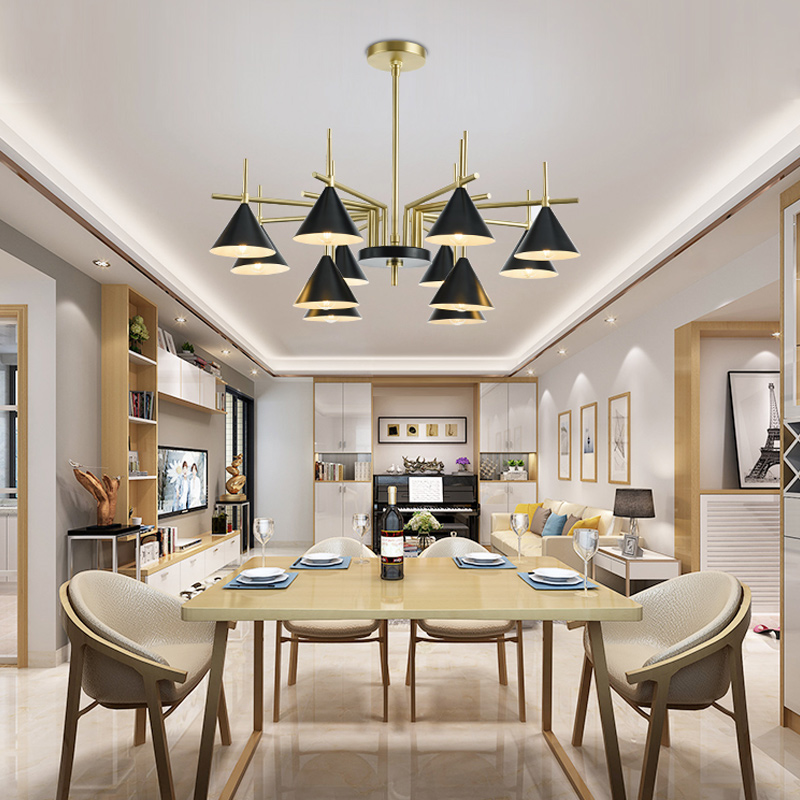 Люстра на штанге CONUS L8 Black by ImperiumLoft