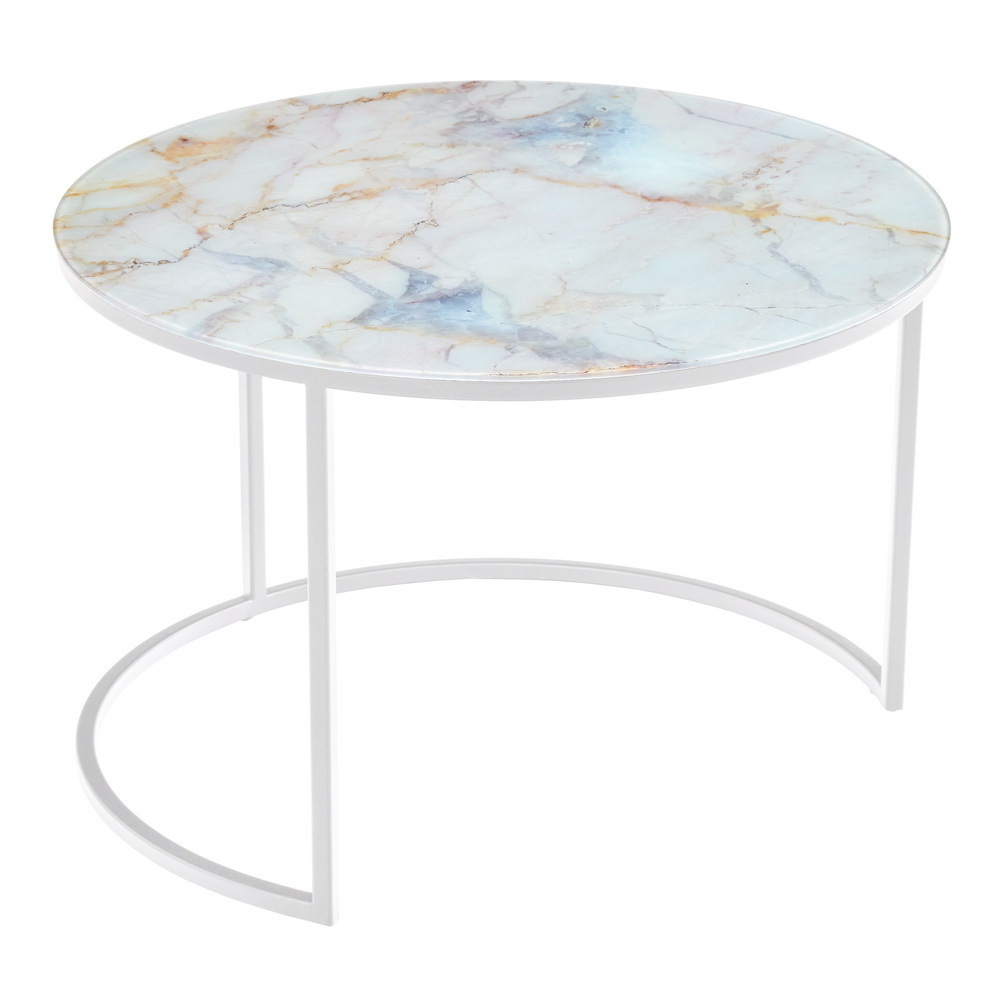 Набор кофейных столиков Tango бежевый мрамор с белыми ножками, 2шт Bradex Home RF 0352