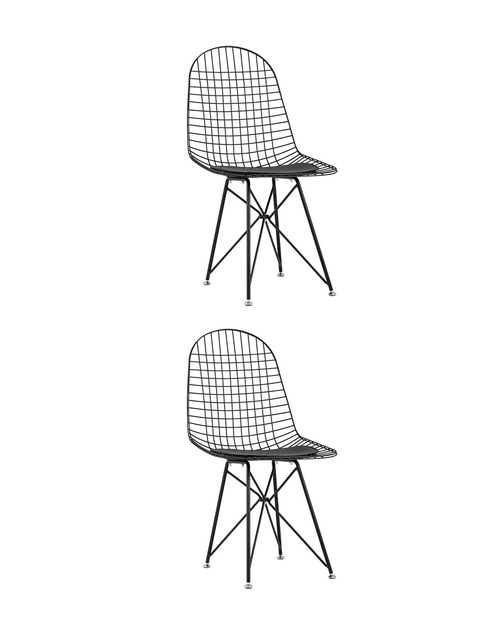 Стул обеденный Eiffel черный с черной подушкой 2 шт Stool Group