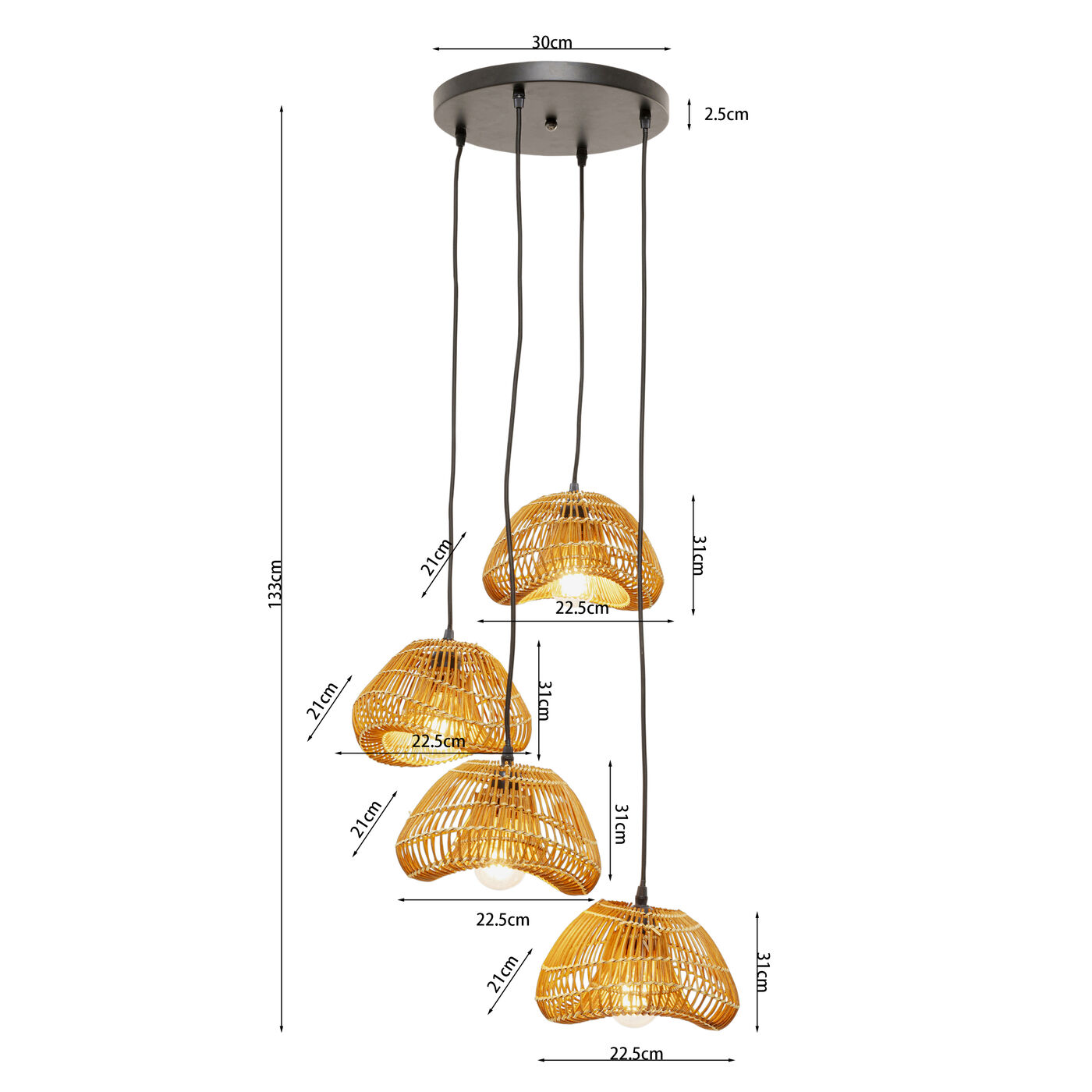 Светильник подвесной Aloha Drop Quattro 118cm KARE 56526