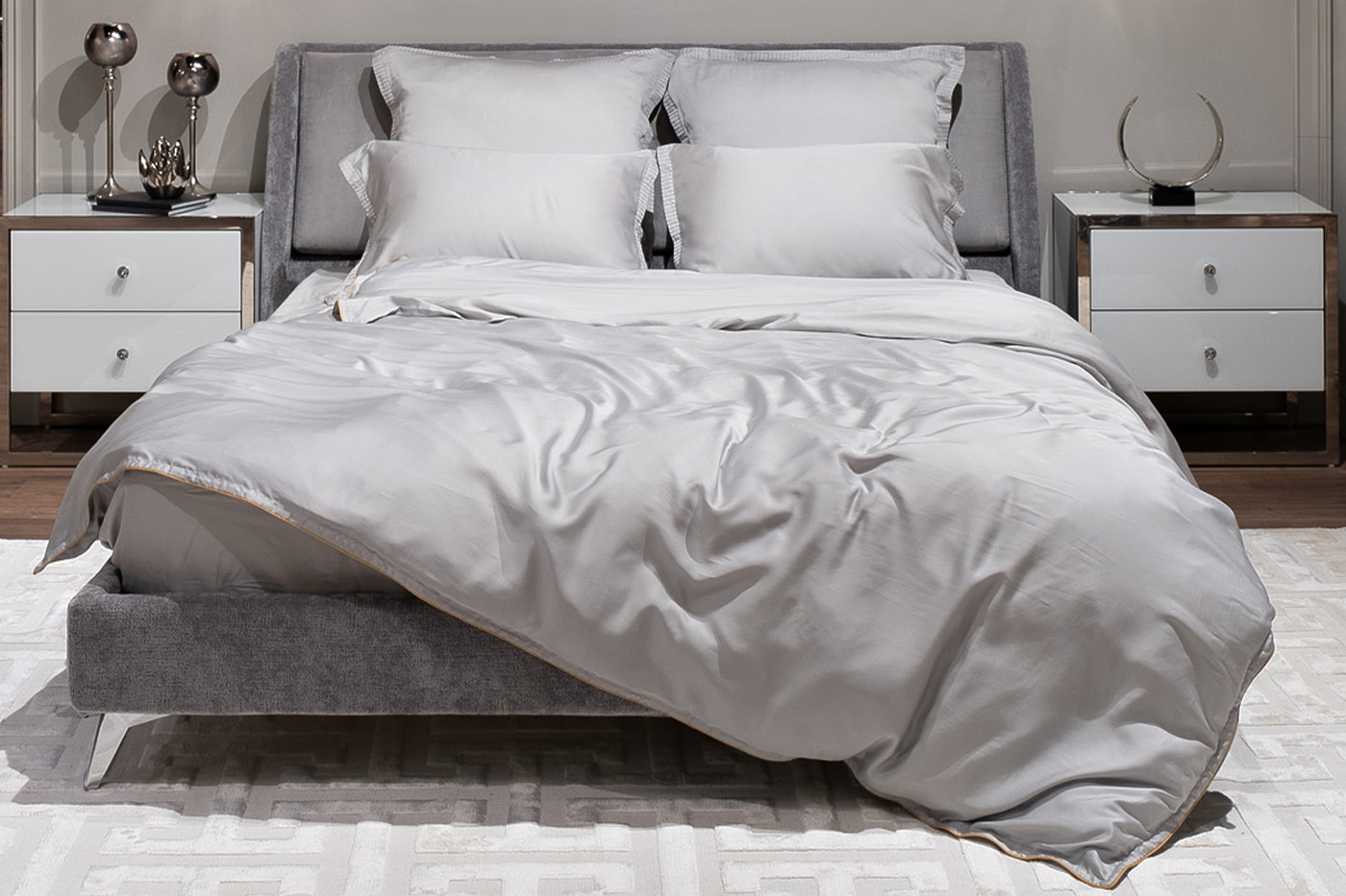 Пододеяльник тенсель 220х200см серый Garda Decor 144HF-10312