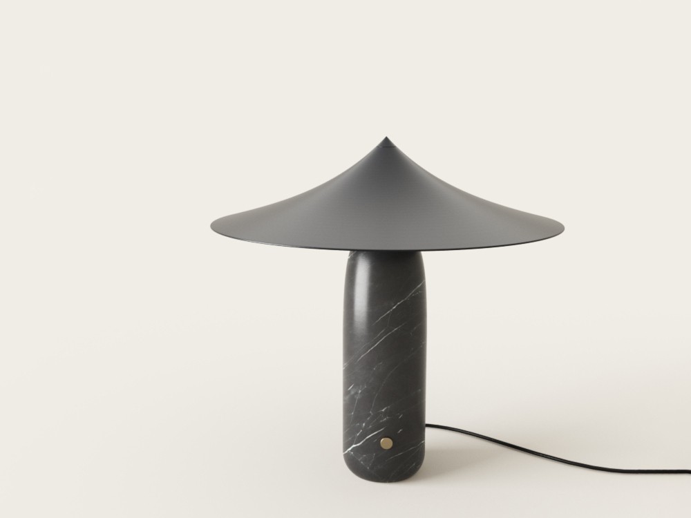 Настольная лампа Kine черный мрамор -  черный металлический абажур Aromas del Campo
