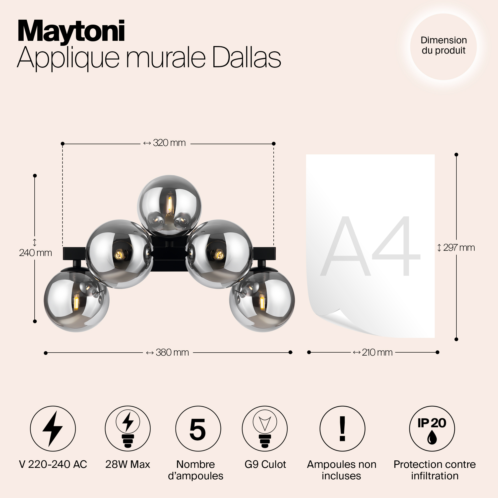 Настенный светильник (бра) Maytoni MOD547WL-05B