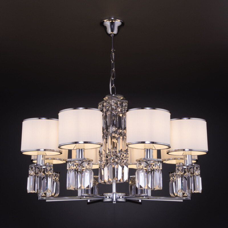 Подвесная люстра Eurosvet 10099/8 хром/прозрачный хрусталь Strotskis (новый абажур)