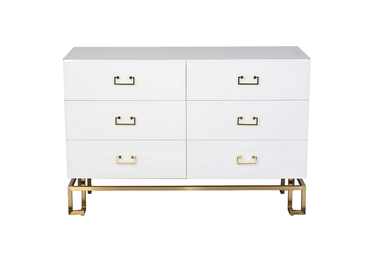 Комод с ящиками белый/золото Garda Decor KFG089