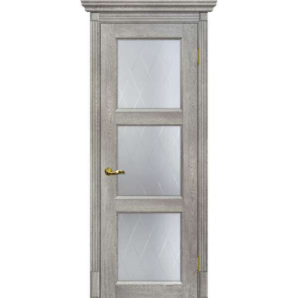 Межкомнатная дверь Graf Тоскана-4 Сатинат, контурный полимер б-цв. рис. Ромб Чиаро гриджио (2000 х 800)