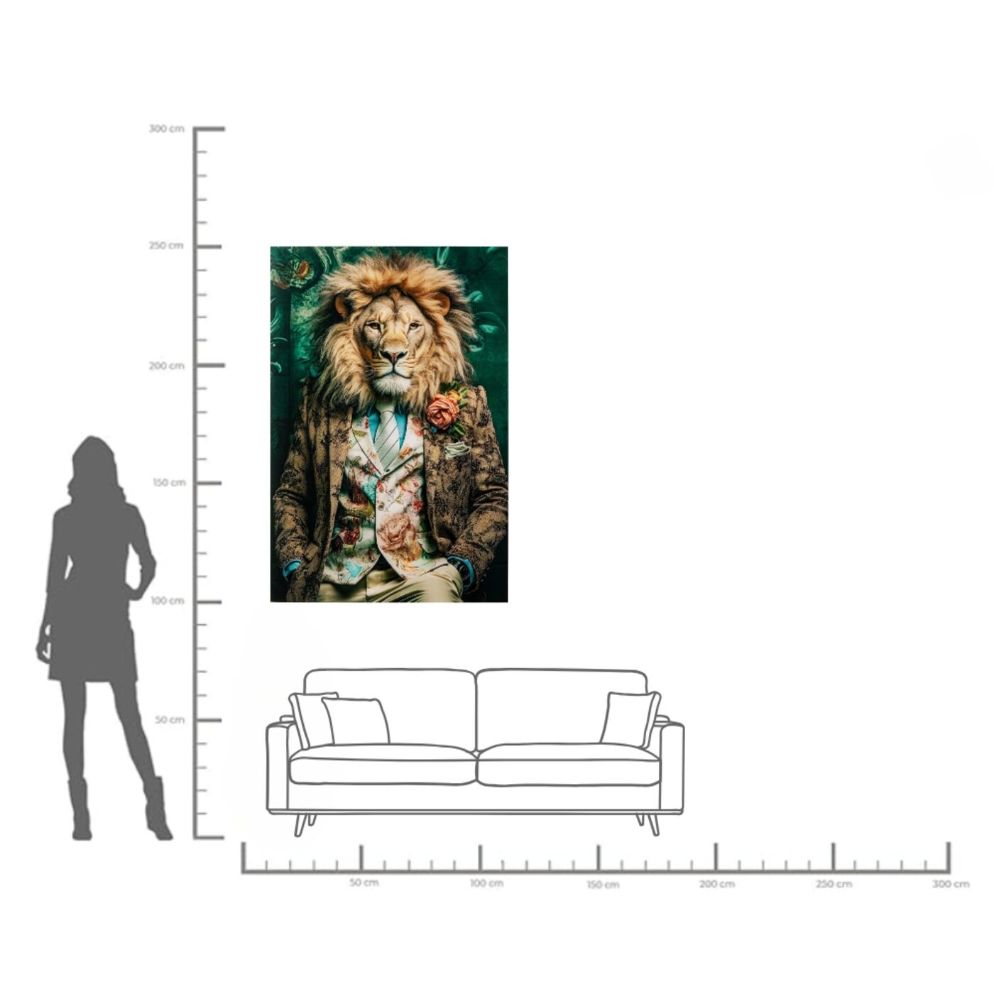 Картина стеклянная Mister Lion 150x100 см KARE 56277