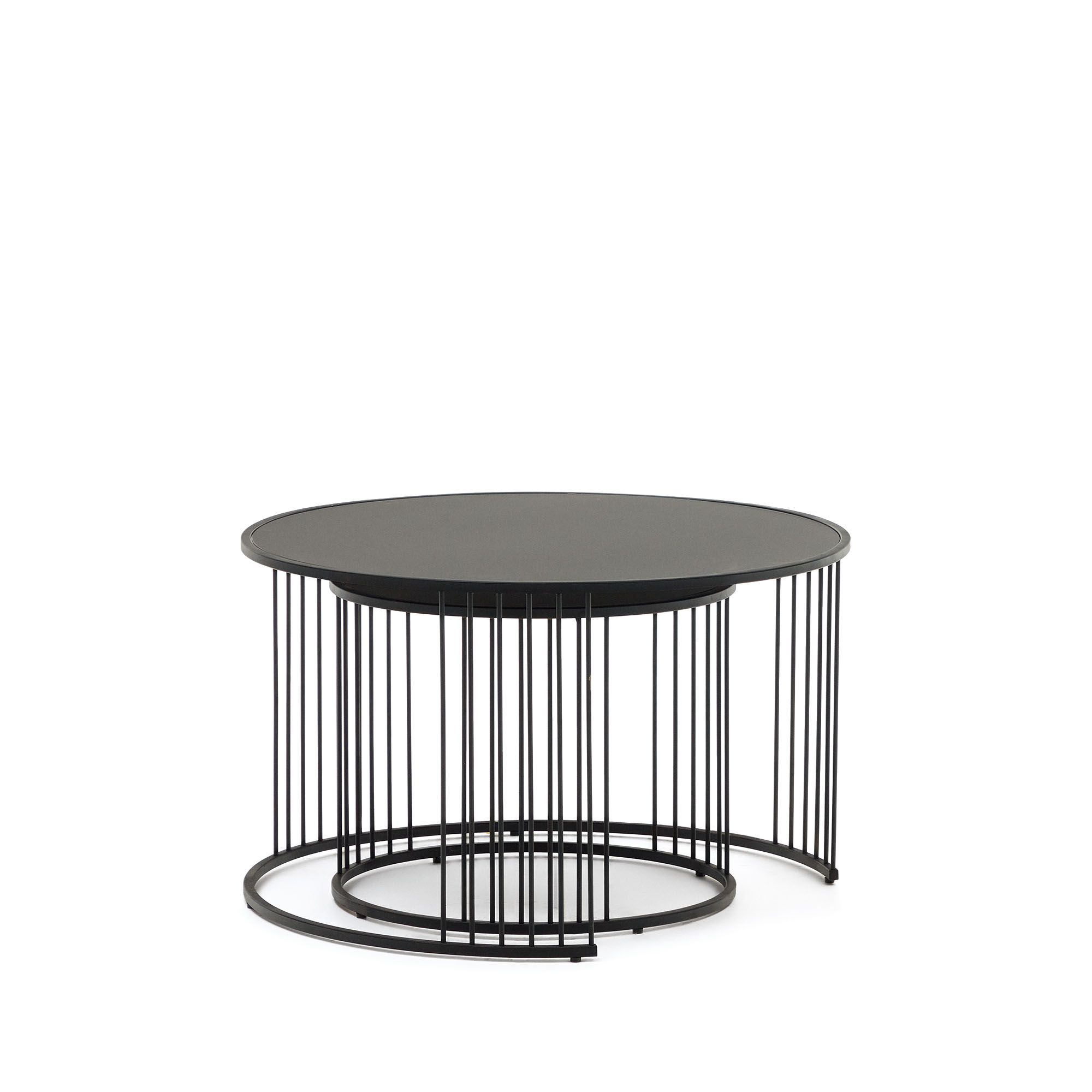 2 столика Hadar из закаленного стекла и металла с матовой черной отделкой, 75см / 45см La Forma (ex Julia Grup)