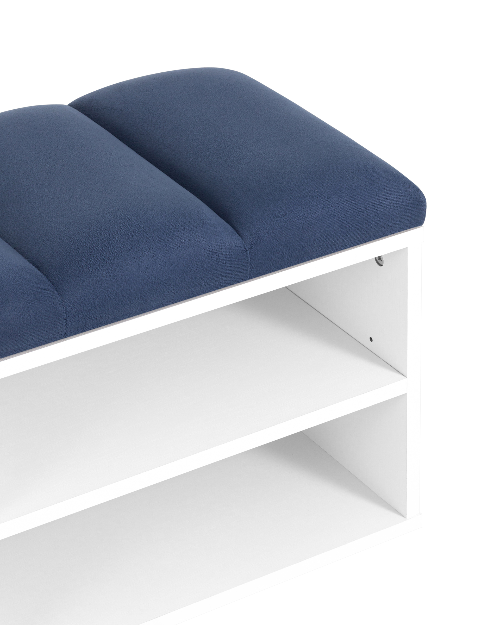 Обувница Хольст белая велюр синий Stool Group