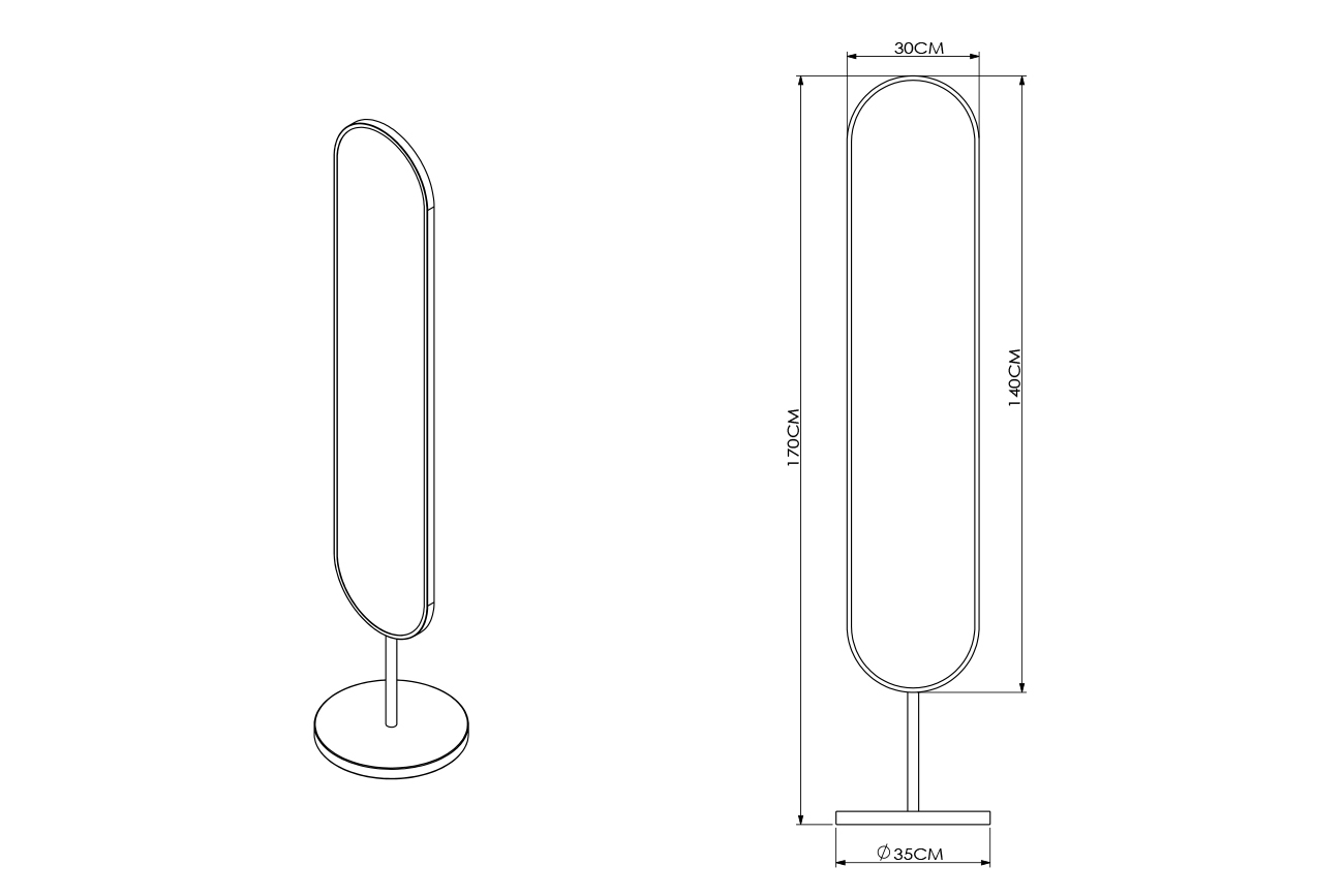 Зеркало напольное овальное в золотой раме Garda Decor 19-OA-9888