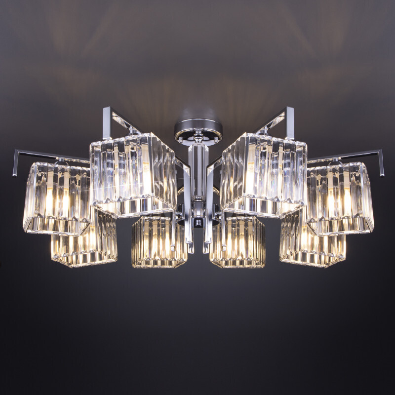 Люстра на штанге Eurosvet 10126/8 хром/прозрачный хрусталь Strotskis Smart (10117/8)