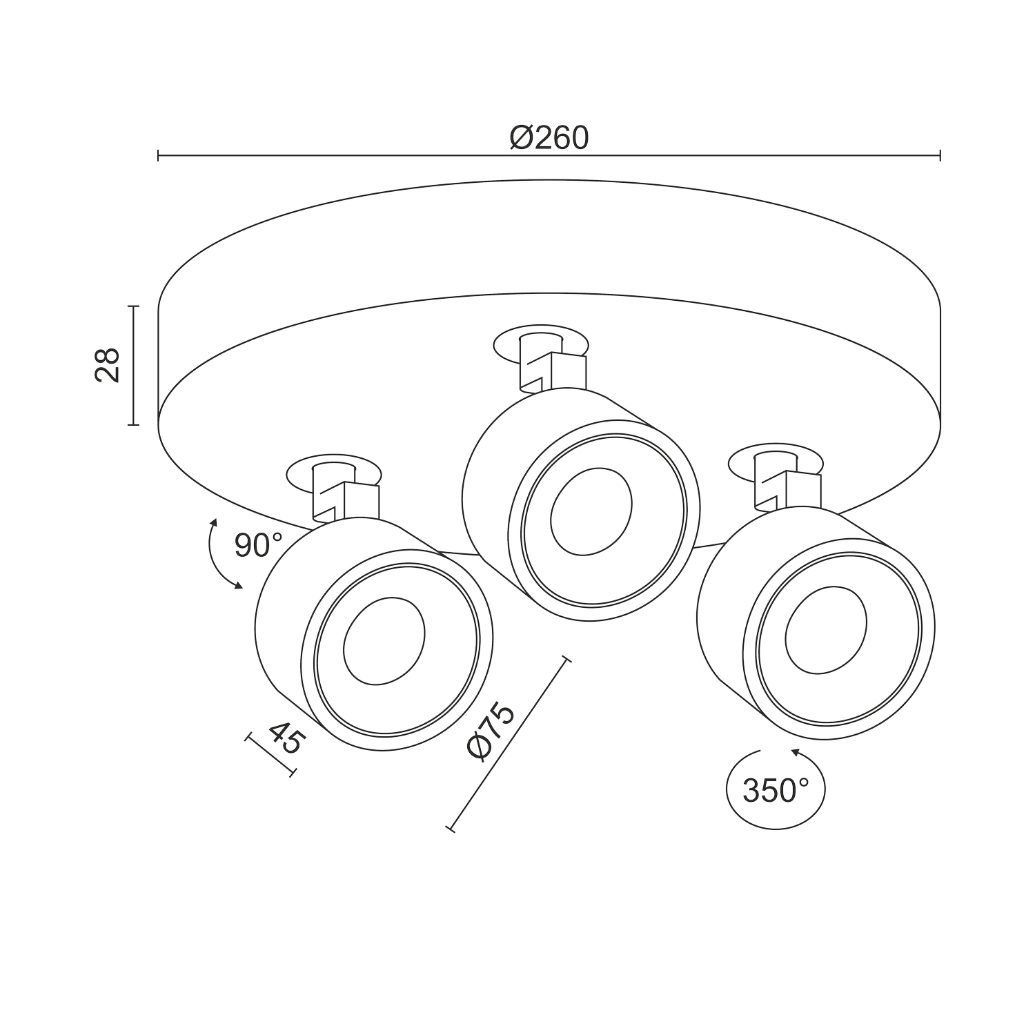 Накладной  светодиодный светильник Ledron SAGITONY R3 S75 Black