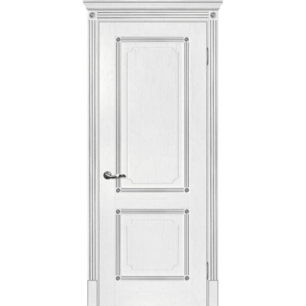 Межкомнатная дверь Graf Флоренция-2 пломбир, патина серебро (2000 х 800)