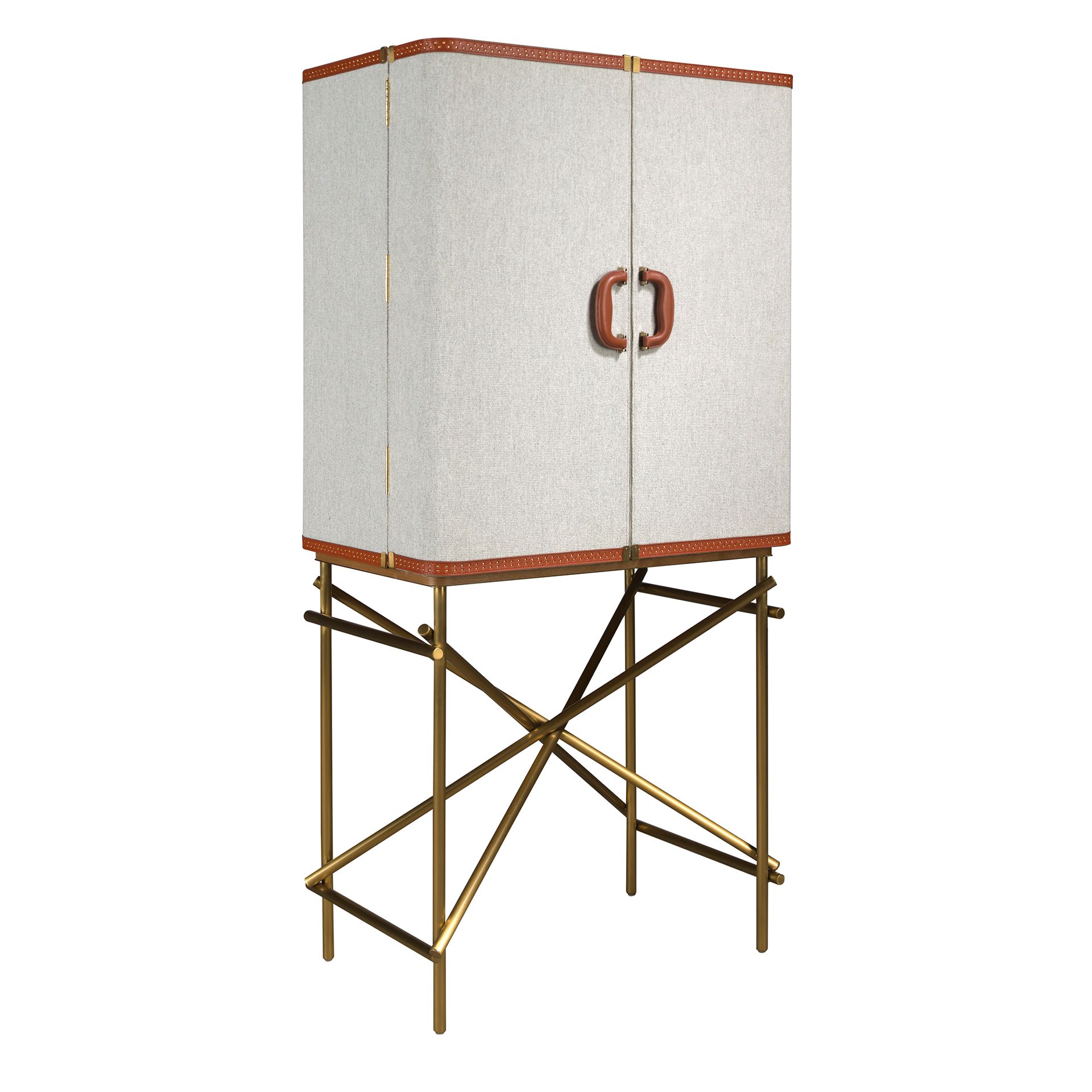 Высокий буфет 3272 из ткани, ореха и полированной золотистой стали Angel Cerda