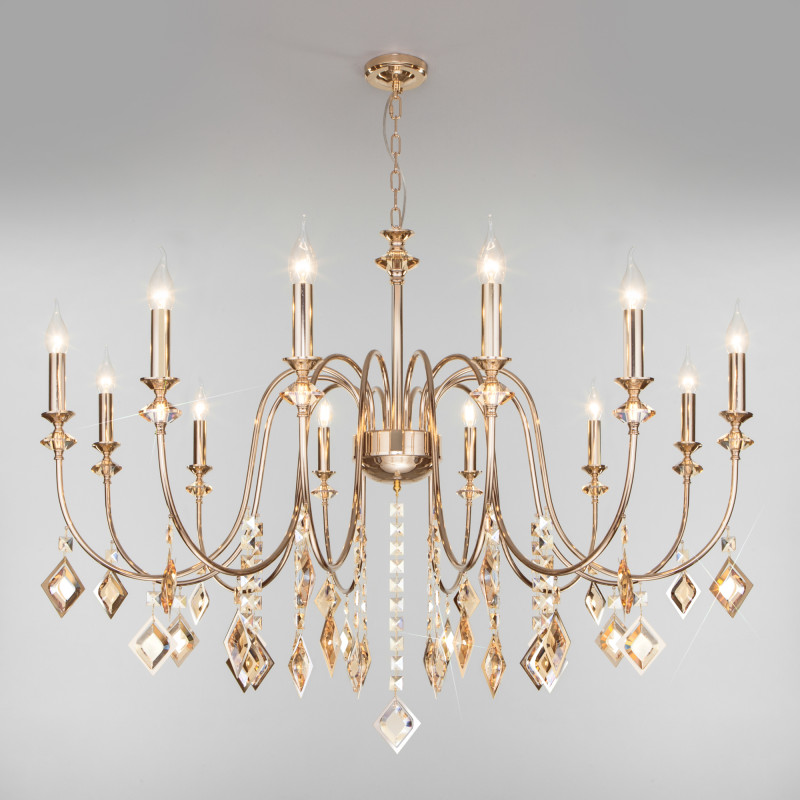 Подвесная люстра Eurosvet 10120/12 золото/тонированный хрусталь Strotskis Sm