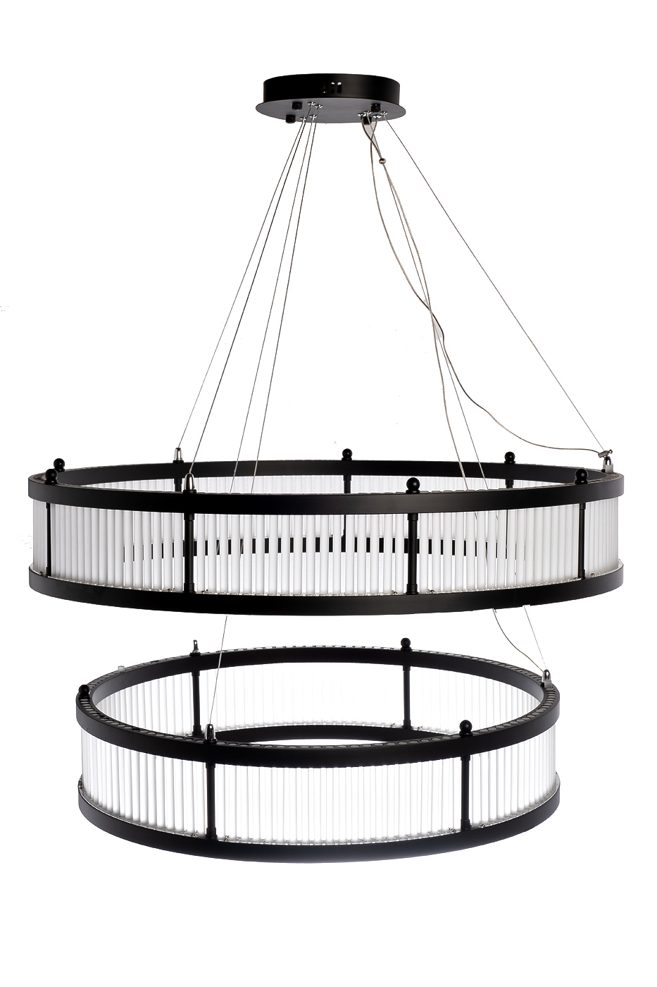 Люстра круглая стекло прозрачное/черный металл Garda Decor K2KM12852