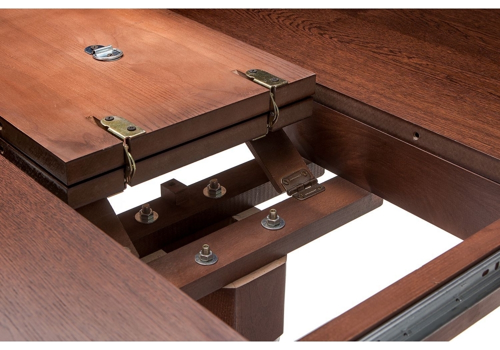 Стол деревянный Woodville Павия 90(120)х90х80 орех с коричневой патиной 406081