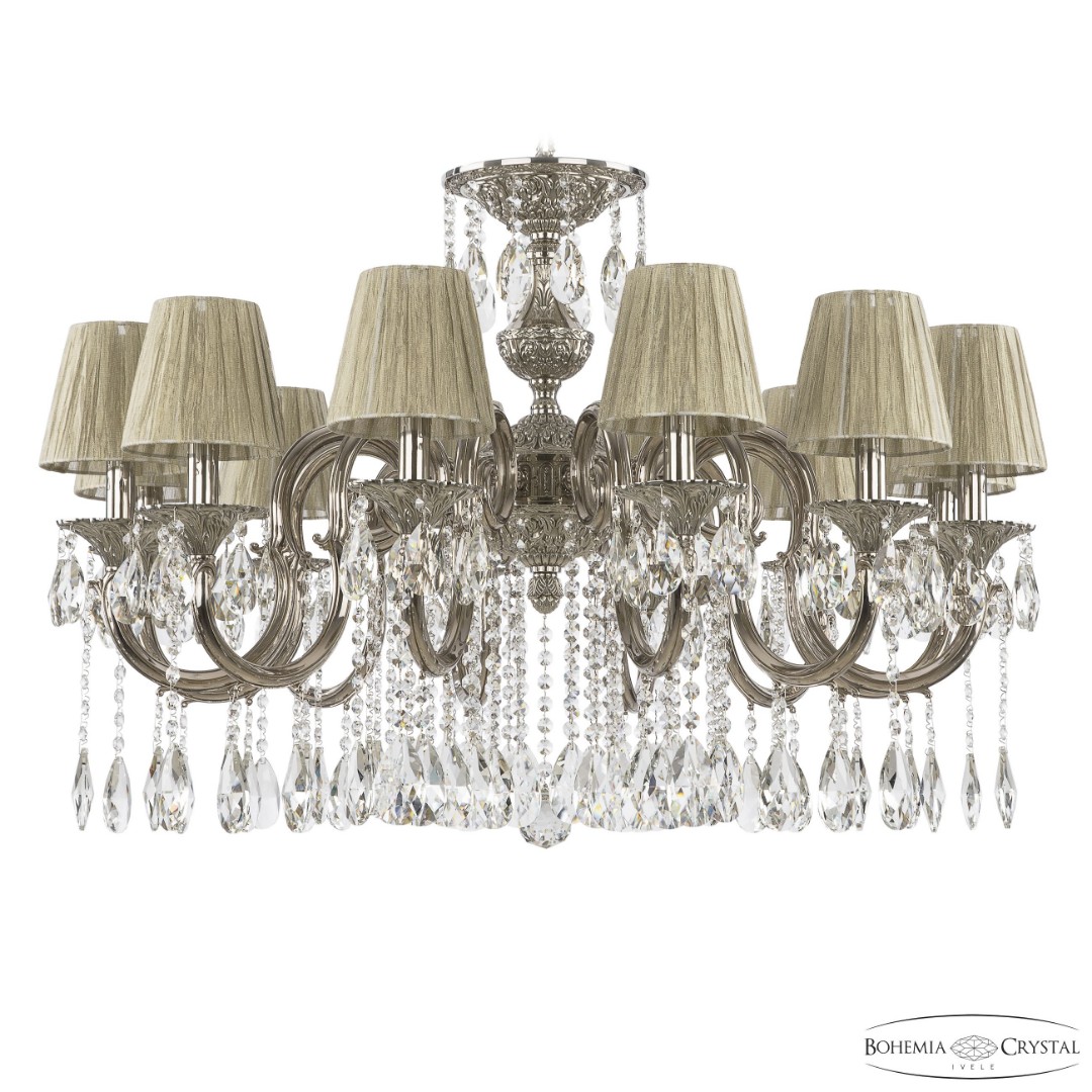 Люстра бронзовая с хрусталём с абажурами 72203/12/300 A Ni ST10