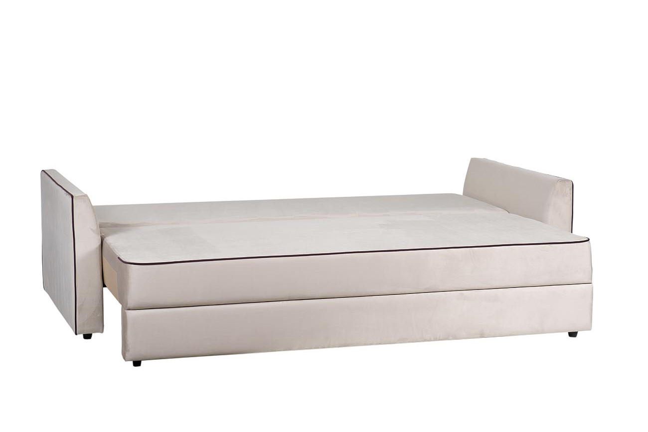 Диван Mores трехместный раскладной бежевый с кантом Garda Decor MORES(K)-2K-КРЕМ-Bel09+Vel35