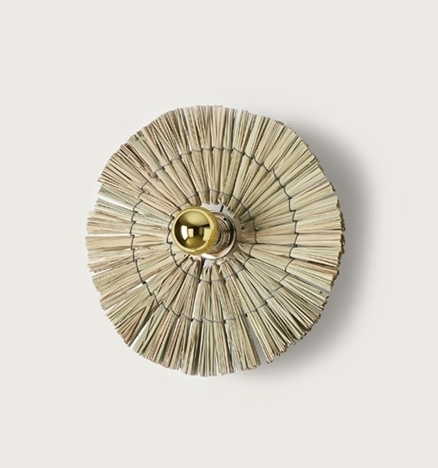 Бра Laos натуральная соломка 30 cm + цоколь 5 cm золотой металл Aromas del Campo