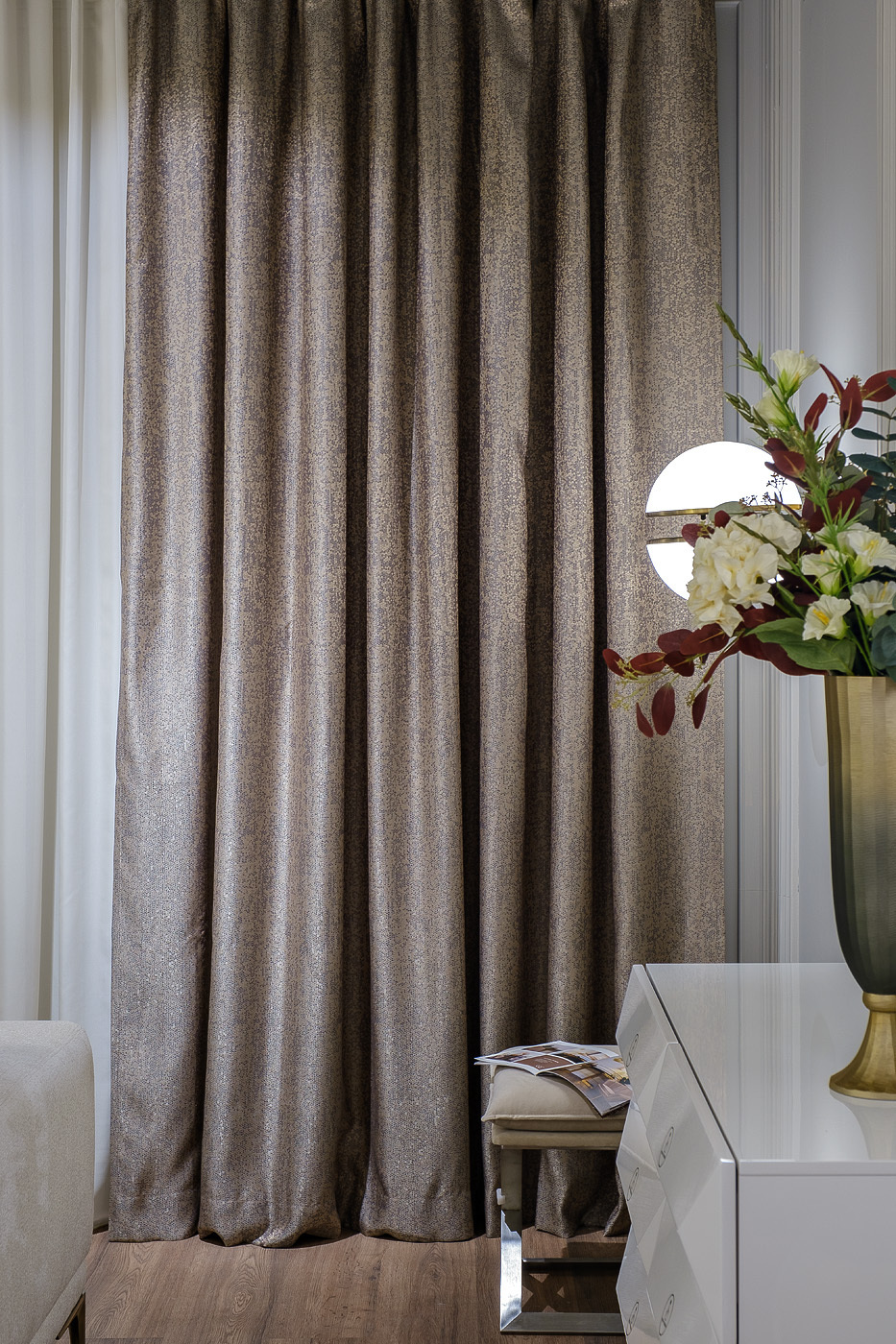 Портьера BARI 275х260см золотая Garda Decor 121GD-TEL05-PORT ZOL