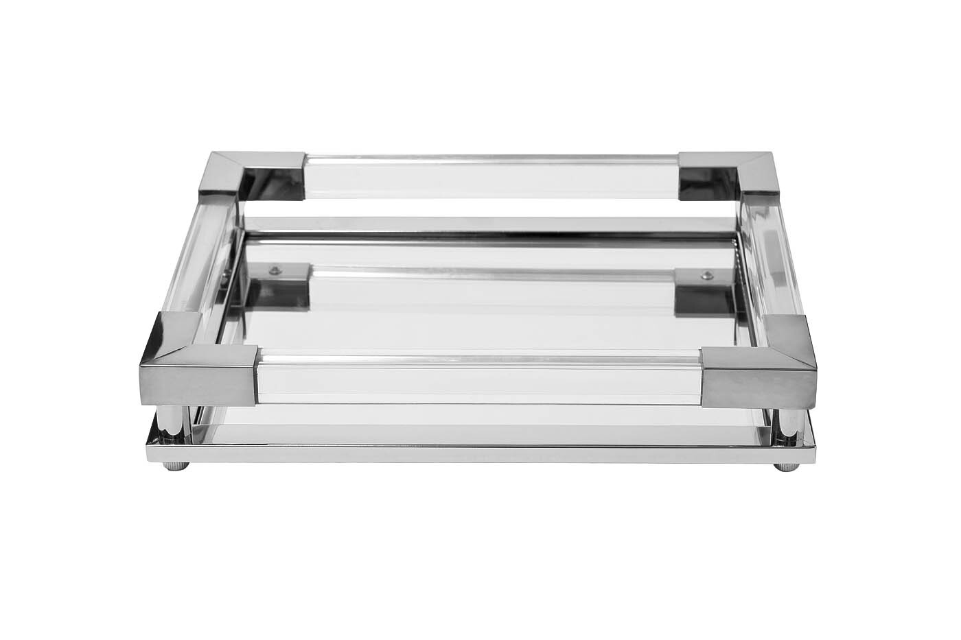 Поднос прямоугольный зеркальный/серебро Garda Decor 2K389132