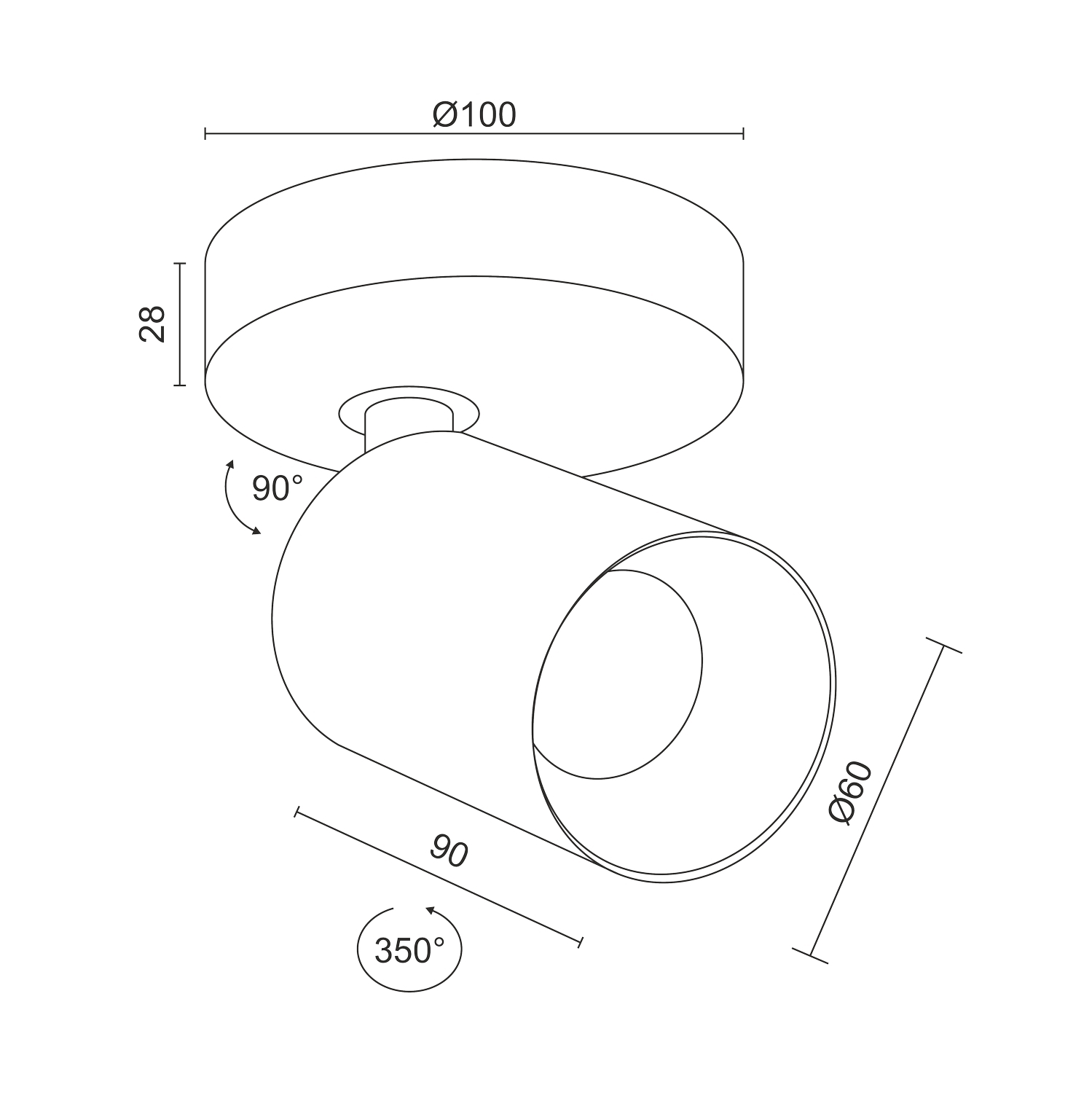 Накладной  светодиодный светильник Ledron SAGITONY R1 S60 White-Black