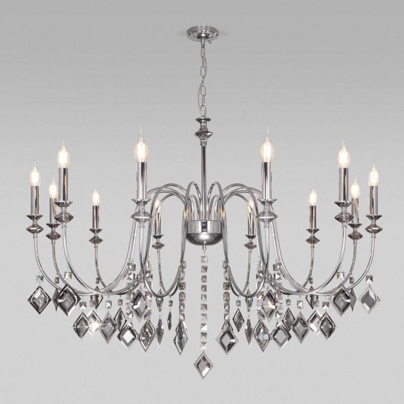 Подвесная люстра Eurosvet 10120/12 хром/дымчатый хрусталь Strotskis Smart (1