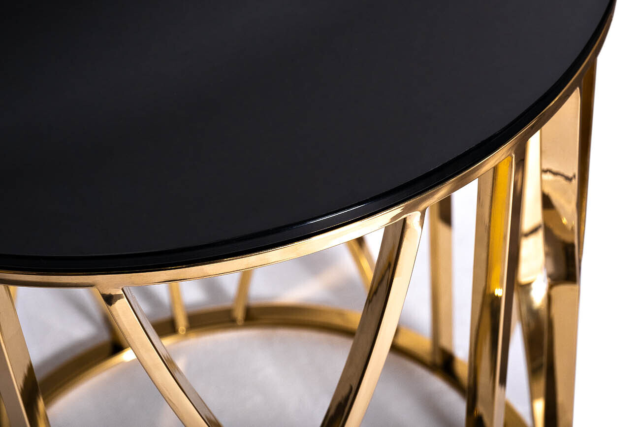 Столик журнальный с черным стеклом (золото) Garda Decor 13RXET3103-GOLD