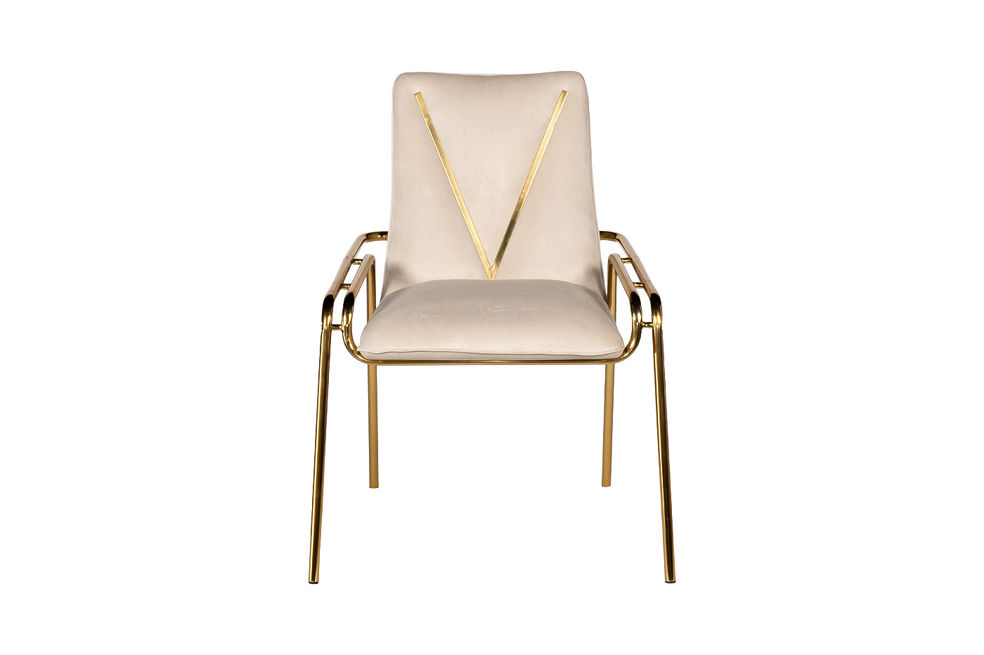 Стул велюровый кремовый с V-декором Garda Decor 30C-DR-20013C CR