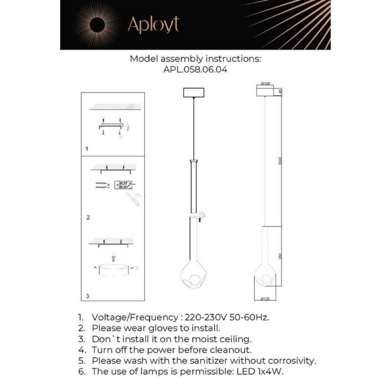 Подвесной светильник APLOYT APL.058.06.04