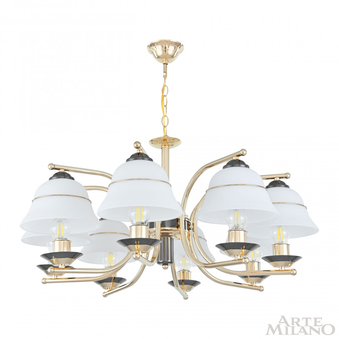 Люстра подвесная с плафонами 301240/8 Bk/Gd Arte Milano