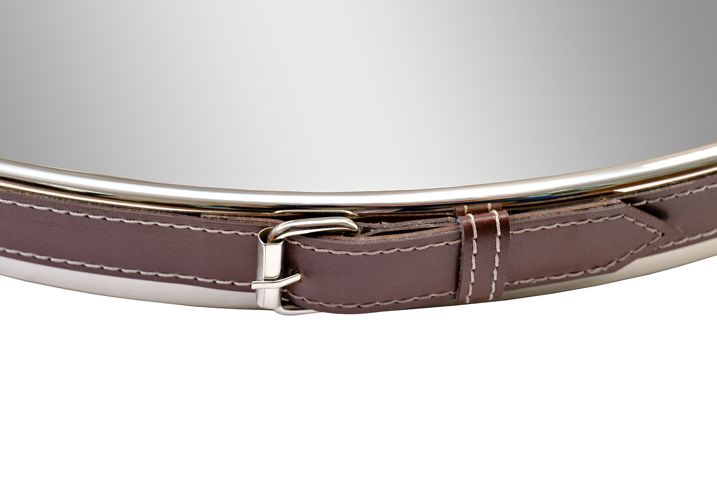 Зеркало круглое на кожаном подвесе (хром) Garda Decor 79MAL-9190-116NI