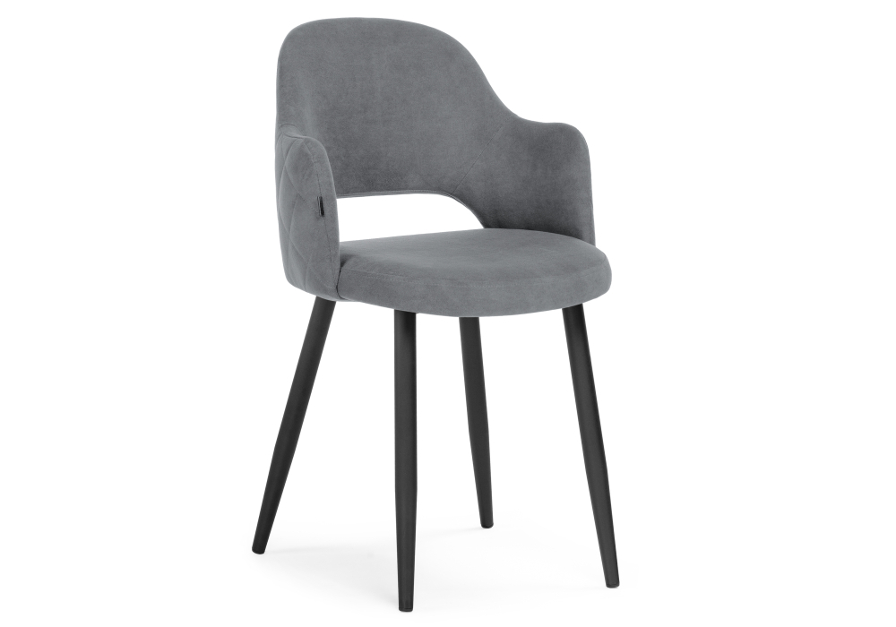 Стул Woodville Гутрид прошивка ромбы сзади серый / черный 502726