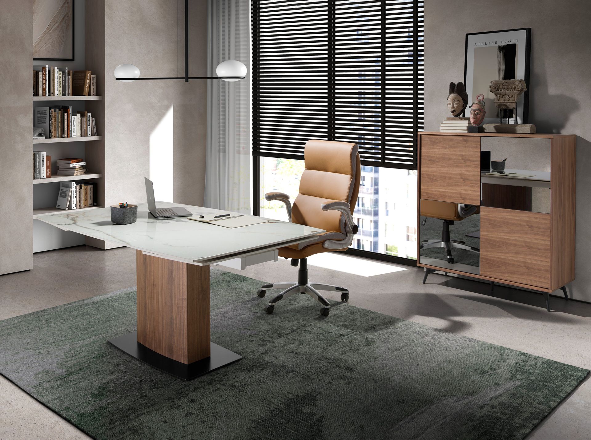 Вращающийся офисный стул 4141/MLM611396 из коричневой экокожи Angel Cerda