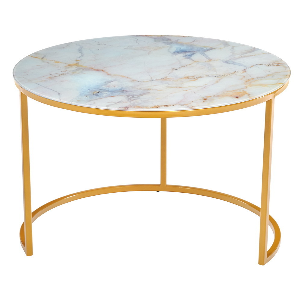 Набор кофейных столиков Tango бежевый мрамор с ножками матовое золото, 2шт Bradex Home RF 0353