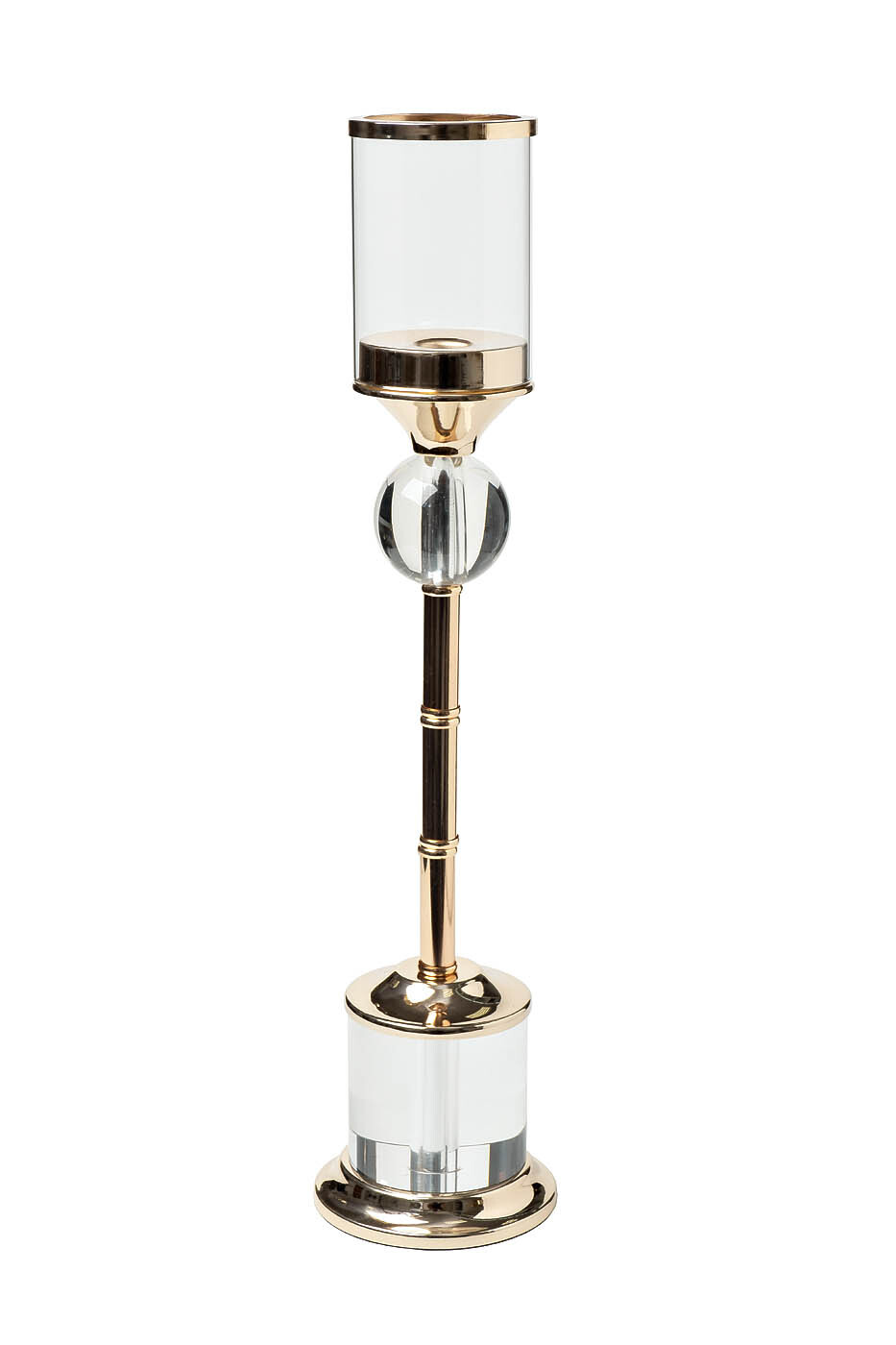Подсвечник стеклянный на металлической ножке золотой Garda Decor 2K389003