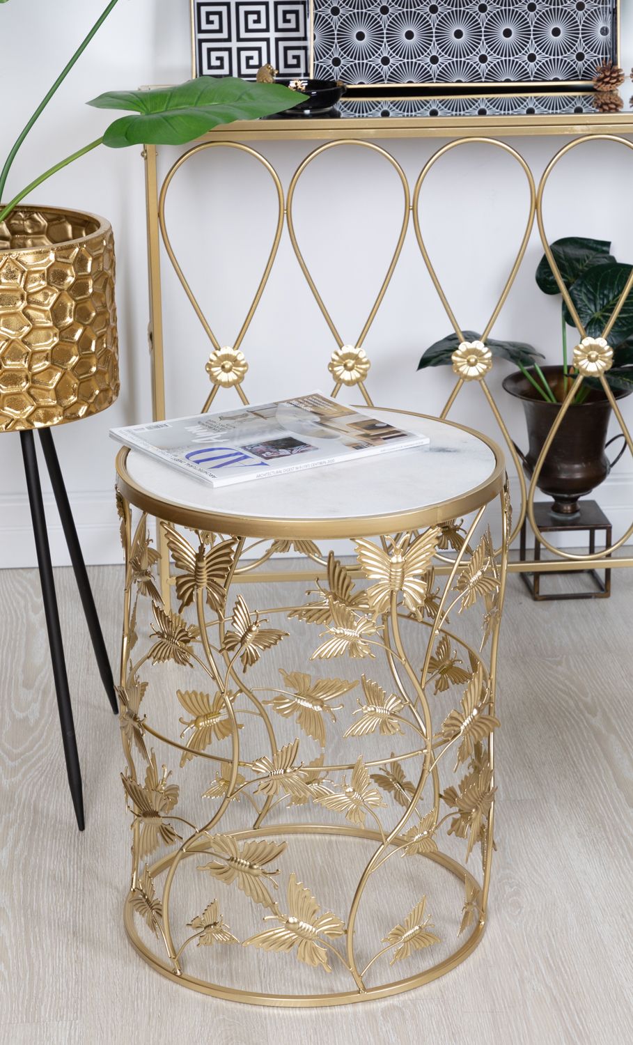 Столик интерьерный с белым мрамором Glasar 54-113